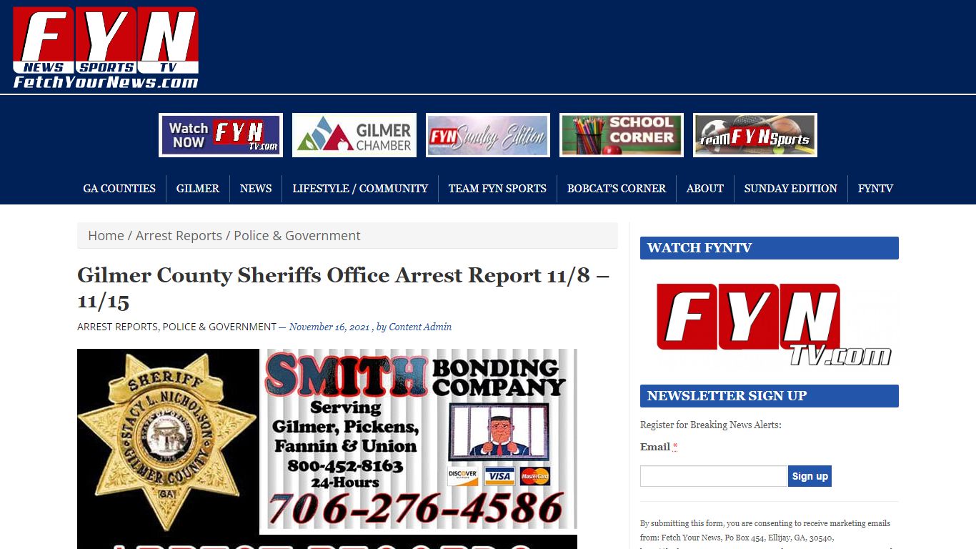 Gilmer County Sheriffs Office Arrest Report 11/8 - 11/15 ...